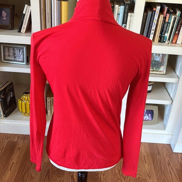 Anthropologie Red 100% Cotton Long Sleeve Mock Turtleneck Size Large - Picture 4 of 12